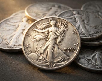 1916-1947 Walking Liberty Half Dollar Complete Coin Set, Rare Silver Coin Collection, US Old Coins for Collectors, American Collectible Coin