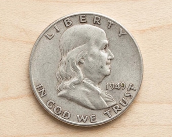 1949 Franklin Half Dollar, Silver Dollar Coin Collection, Rare American Ancient Coins, US Old Coins for Collectors, Vintage Lucky Gift