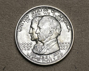 1921 Alabama Centennial Half Dollar Silver Old Coins, Antique US Commemorative Coin Collection, Vintage Coins for Collectors