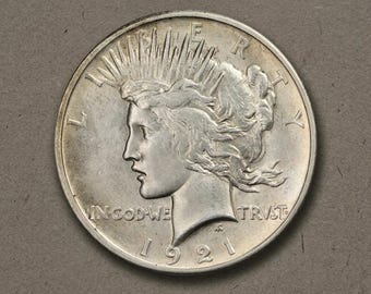 1921 Peace Dollar, Vintage American liberty Coin Collection, Rare Peace Silver Dollar Ancient Coin, US Old Coins for Collectors