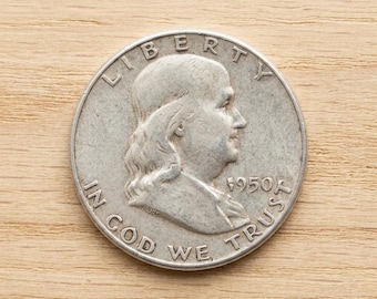 1950 Franklin Half Dollar Silver Coins, Rare US Liberty Bell Coin Collection, Vintage American Coins for Collectors