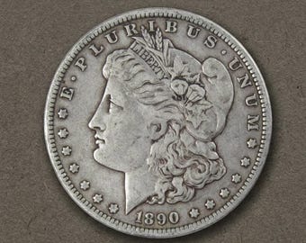 1890 Morgan Silber Dollar, Vintage US Morgan Dollar Sammlermünzen, alte Münzen für Sammler, antike amerikanische Münzsammlung