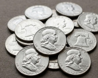 1948-1963 Franklin Half Dollar Silver Coin Set, Rare US Liberty Bell Coin Collection, Anqitue American Silver Dollar Coins for Collectors
