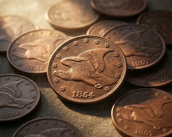 1854-1858 Flying Eagle Cent Complete Coin Set, Rare One Cent Copper Penny Coin Collection, American Old Coins for Collectors