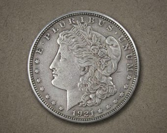 1921 Morgan Silver Dollar, Antique Morgan Dollar Liberty Coin, Old American Coins for Collectors, Rare US Collectible Silver Coin Collection