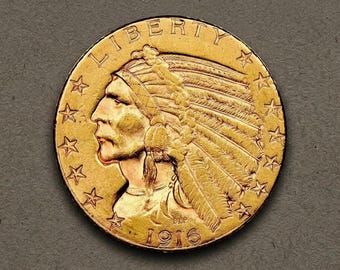 1916s Indian Half Eagle, Rare American 5 Dollar Gold Coin Collection, US Old Coins for Collectors, Lucky Commemorative Coins