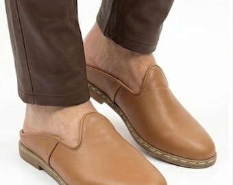 Handmade Yemeni Leather Shoes Turkish Flats for Men Genuine Leather