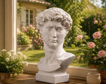 David Bust Statue 30cm | Antique White Head Sculpture | Aesthetic Interior Decoration | Modern Resin Statue | Classical Art Home Decor