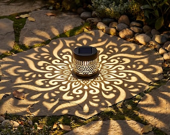 Solar Fence Lights Outdoor Step Lantern Garden Decor, Waterproof Metal Solar Step Lantern Yard Patio Walkway Landscape Lighting