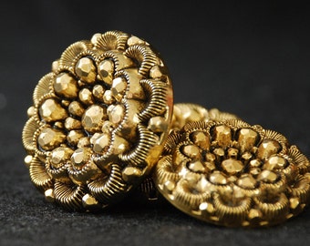 Beautiful Large 1-5//8/" GOLD TONE ROPE SWIRL LOOK METAL Shank BUTTONS 5