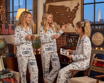 Pijama del 250 aniversario de EE. UU. – Conjunto de pijama con estampado patriótico – Celebración del 4 de julio