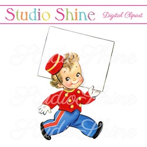 ビンテージ デジタル クリップアート - ベルボーイ - かわいい男の子のクリップアート 即時ダウンロード 印刷可能な画像 個人および商業使用