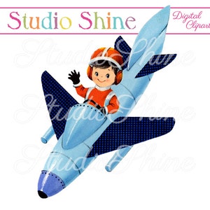 Vintage Digital Clipart - Pilot - süsser Boy Clip Art Instant Download druckbare Bild privaten und gewerblichen Einsatz