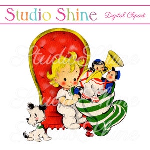 Vintage Digital Clipart - The Best Christmas Ever - druckbares Bild niedlicher kleiner Junge Clip Art - sofortiger Download persönliche und kommerzielle Nutzung