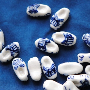 Porcelain Dutch Clog Charms | Delft Beads | Windmill Beads | Shoe Beads | Blue and White Porcelain Beads | 16mm Beads | Blue Ceramic Beads