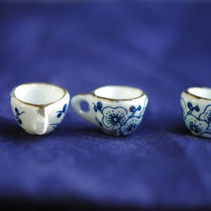 Chinoiserie Teacup Charm | Cute Little Teacup | Coffee Cup Charm | Porcelain Teacup | Doll Teacup | Miniature Teacup | Blue China Teacup