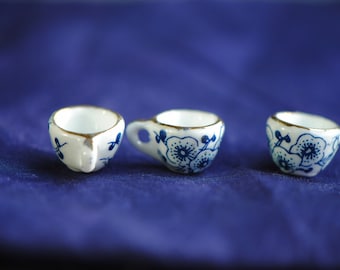 Pingente de Xícara de Chá Chinoiserie | Xícara de Chá Pequena e Fofa | Pingente para Xícara de Café | Xícara de Chá de Porcelana | Xícara de Chá de Boneca | Xícara de Chá em Miniatura | Xícara de Chá Azul de Porcelana