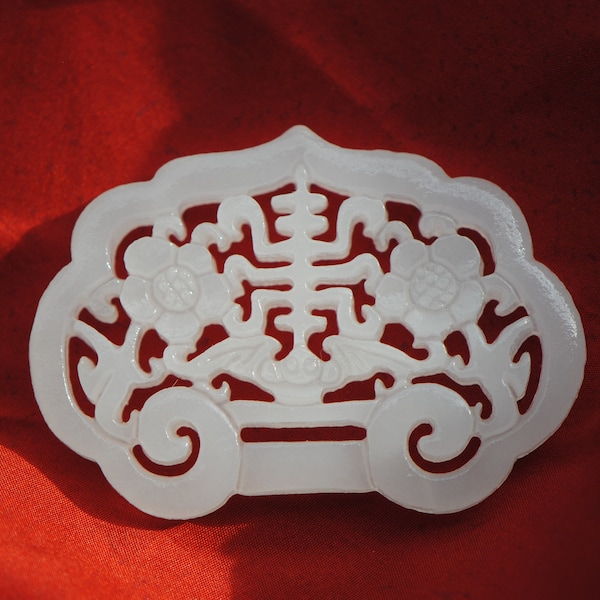 White Jade Pendant | Focal Pendant |  Large Pendant, 50mm, 60mm | Chinese Pendant | Openwork Pendant | Longevity Pendant | Carved Gemstone