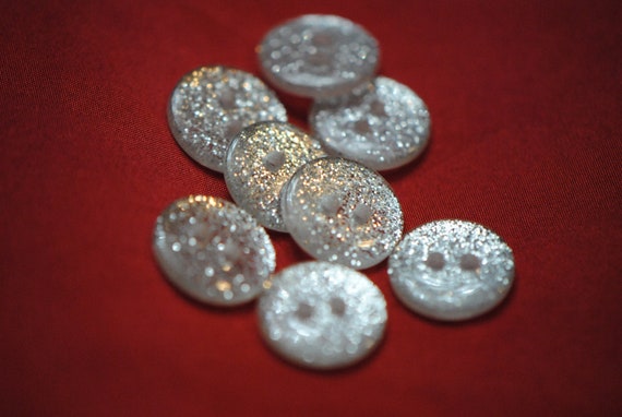 Glitter Buttons | Glittery Buttons | Silver Buttons | Shiny Buttons | Resin Buttons | Silvery Buttons | 13mm Buttons | Half Inch Buttons