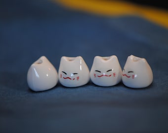 White Cat Beads | Cute Cat Beads | Little Cat Beads | Beads for Children | Beads for Earrings | 8mm beads | Kitty Beads | Cartoon Cat Beads