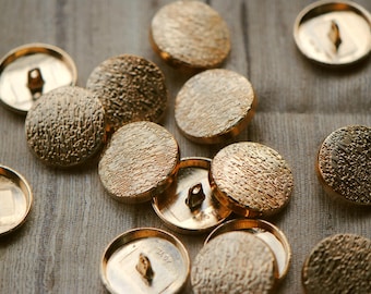 Botones de caña plana con textura en tono dorado de 25 mm (~ 1 pulgada)