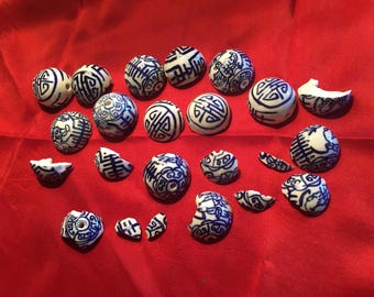 8 oz Broken Pottery | Blue and White China | Broken China | Jewelry Making | Mosaic Tiles Chinoiserie Pieces | Broken Porcelain Delft