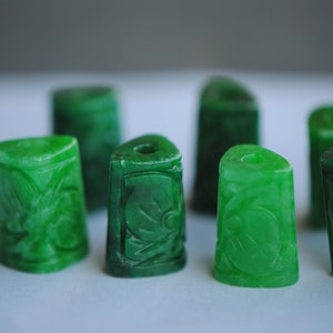 Three Sided Carved Jade Tube Beads, 15mm Beads for Jewelry Making