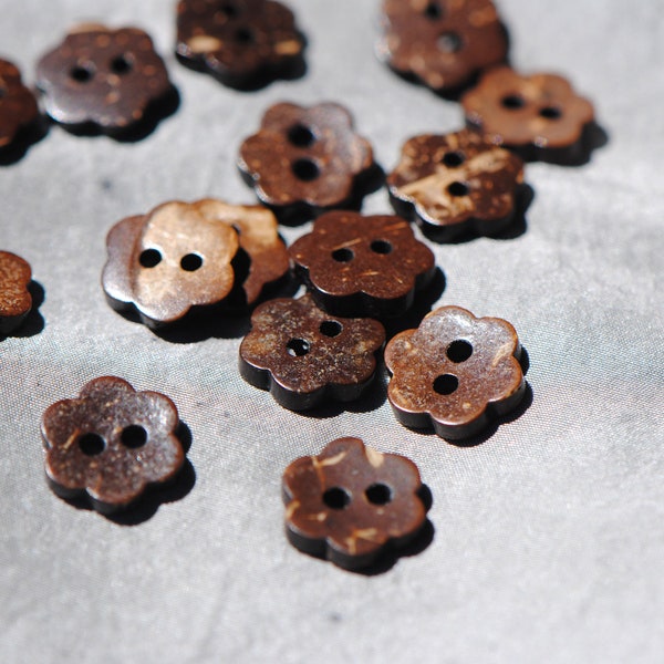 Small Flower Buttons | Childrens Clothes Buttons | 11mm Buttons 10mm | Half Inch Buttons | Coconut Buttons | Tiny Cute Little Buttons Simple