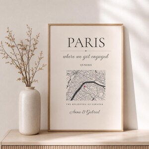 Personalized Engagement Map Print | Where We Got Engaged Poster | Custom City Map Gift for Couples