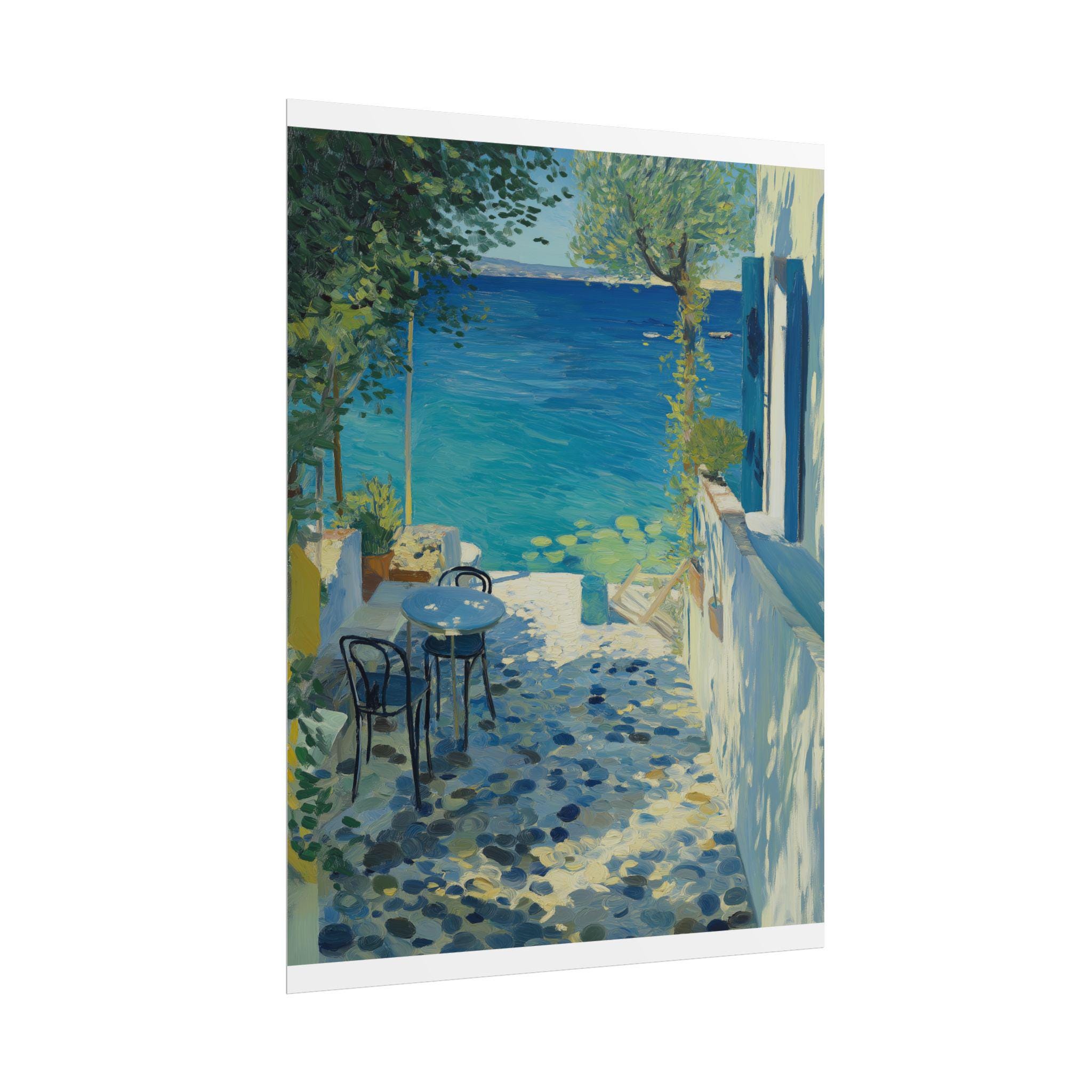 Mediterranean Coastal Wall Art Print Greek Island Seascape Santorini ...