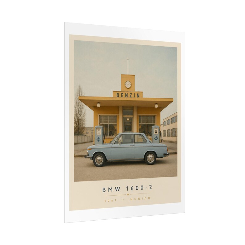 Vintage BMW 1600-2 Poster Rolled Poster | Classic Car Wall Art, Retro ...