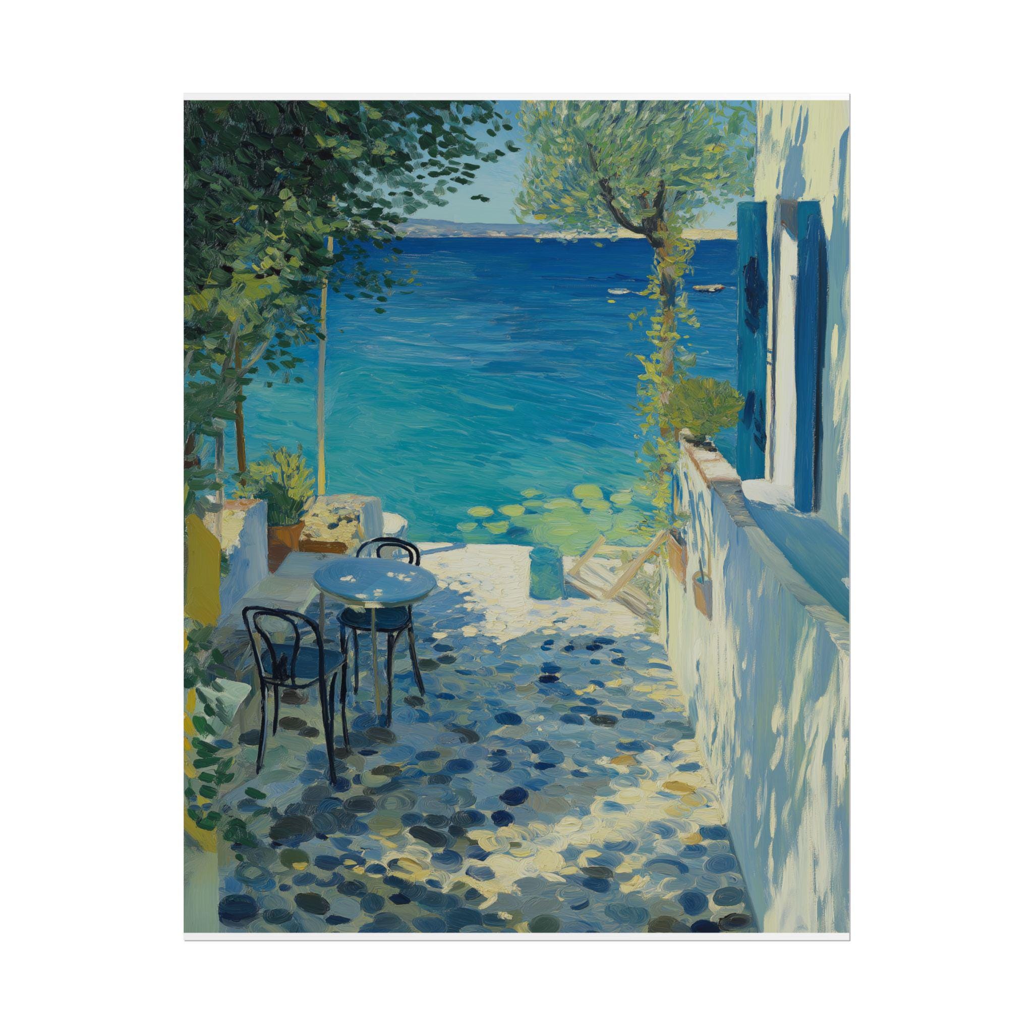 Mediterranean Coastal Wall Art Print Greek Island Seascape Santorini ...
