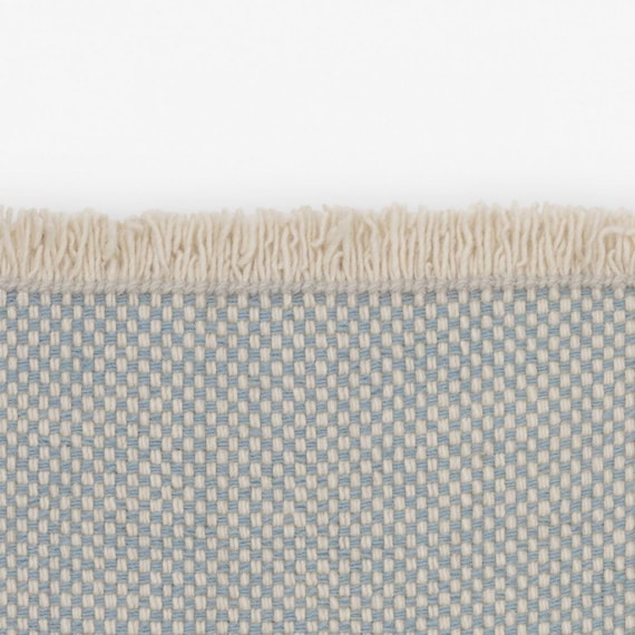 Handwoven Blue Flatweave Cotton Durry Rug, Scandinavian Geometric Boho Area Rug with Fringe | Modern Farmhouse Decor | 3x5, 4x6, 5x8 ft