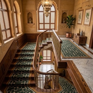 Handgeweven wollen Durrie-tapijt, groen en ivoor geometrisch platgeweven tapijt, boho tribal vloerkleed, rustiek boerderijdecor, 4 x 6 5 x 8 6 x 9 ft woonkamer