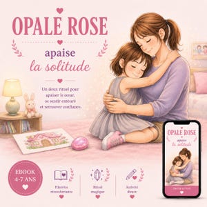 Children's ebook on emotions (ages 4-7) – Pink Opal soothes loneliness – calming story + magical ritual + gentle activity – Printable PDF