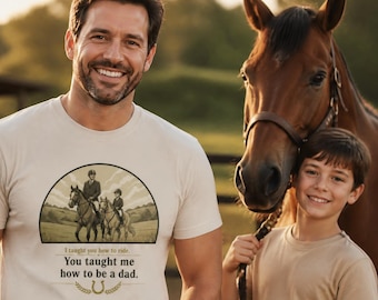 Vintage Horse Dad Shirt Gift | Father Son Horse Riding Tee | Fathers Day Gift Equestrian | Horseback Riding Dad Gift Men Unisex S-2XL