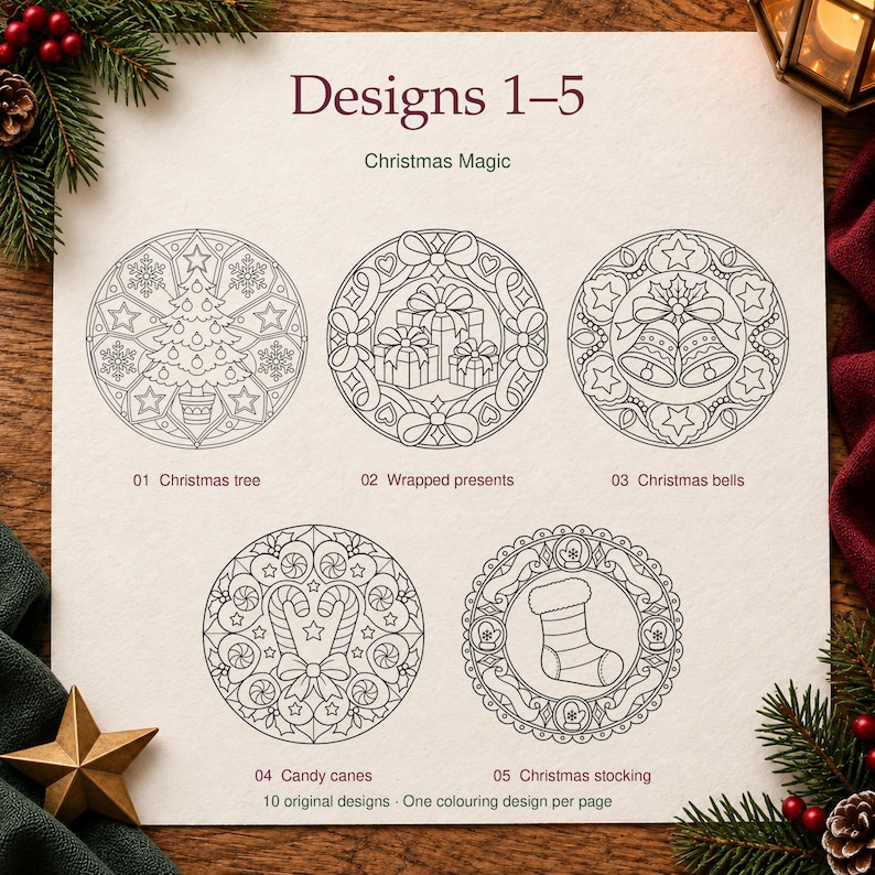 Christmas Magic Mandalas – 10 Festive Coloring Pages for Kids to Print