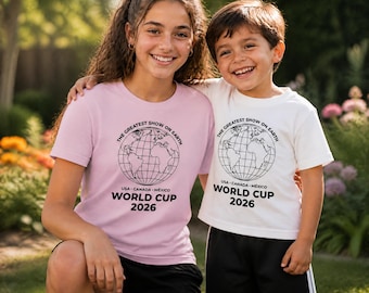 Kids World Cup 2026 T-Shirt | Youth Football Shirt USA Canada Mexico | Soccer Gift Boys Girls Ages 4-18