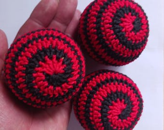 Set of 3 handcrafted juggling balls – crocheted by hand – for beginners & professionals