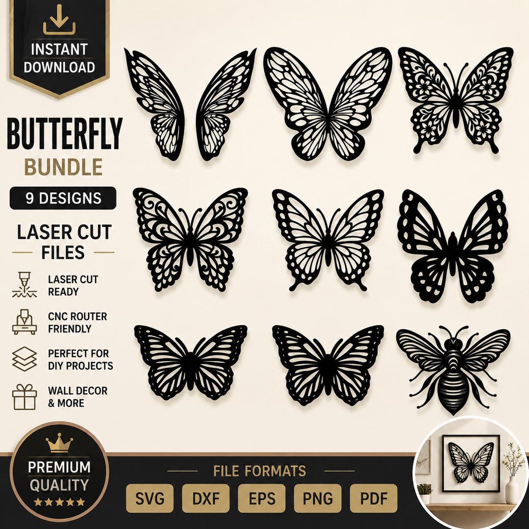 Butterfly Bundle Svg | Laser Cut Butterfly Wall Decor | Cnc Dxf Eps Png ...