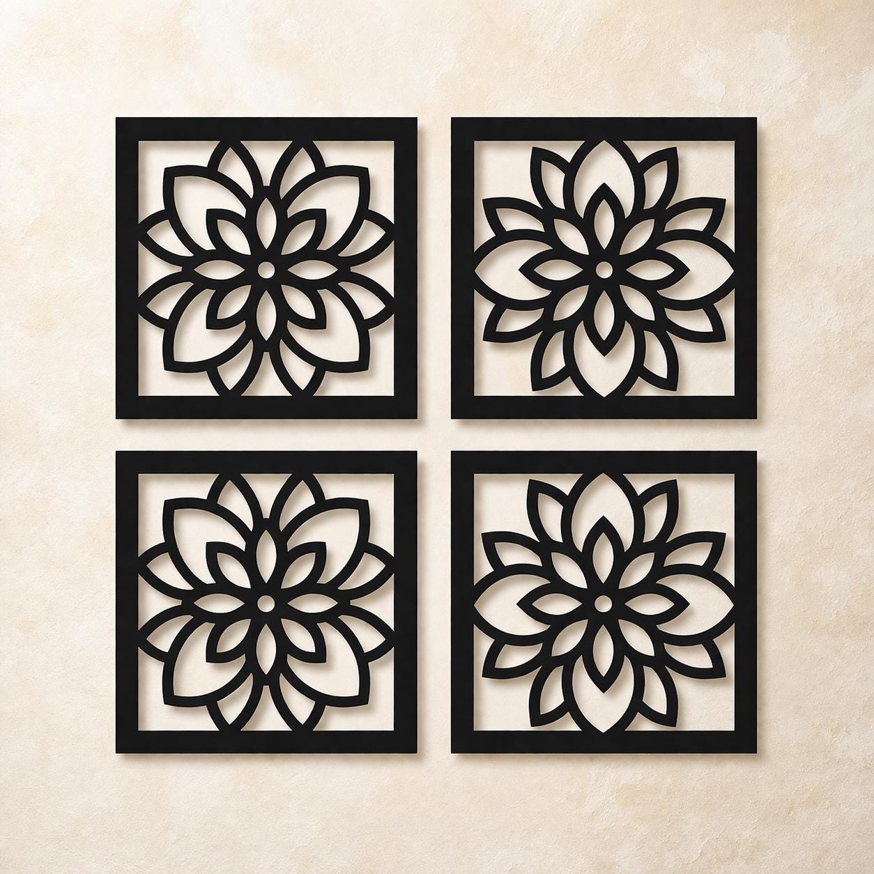 Mandala Flower Wall Art Svg – Boho Floral Laser Cut Design | Square ...