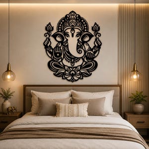 Ganesh Ji cortado con láser SVG / Arte mural hindú dxf png eps pdf CDR / Decoración metálica CNC / Adorno de pared de Ganesha / Descarga digital