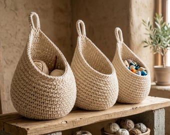 Beginner Crochet Hanging Basket Pattern, Wall Storage Organizer PDF - Etsy