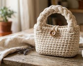 Chunky Crochet Mini Bag Pattern PDF, Beginner Braided Handle Purse Tutorial, Easy Crochet Handbag