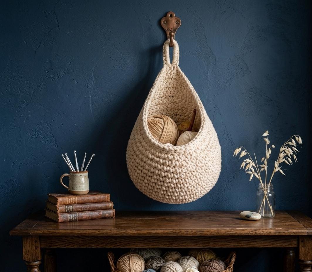 Beginner Crochet Hanging Basket Pattern, Wall Storage Organizer PDF - Etsy