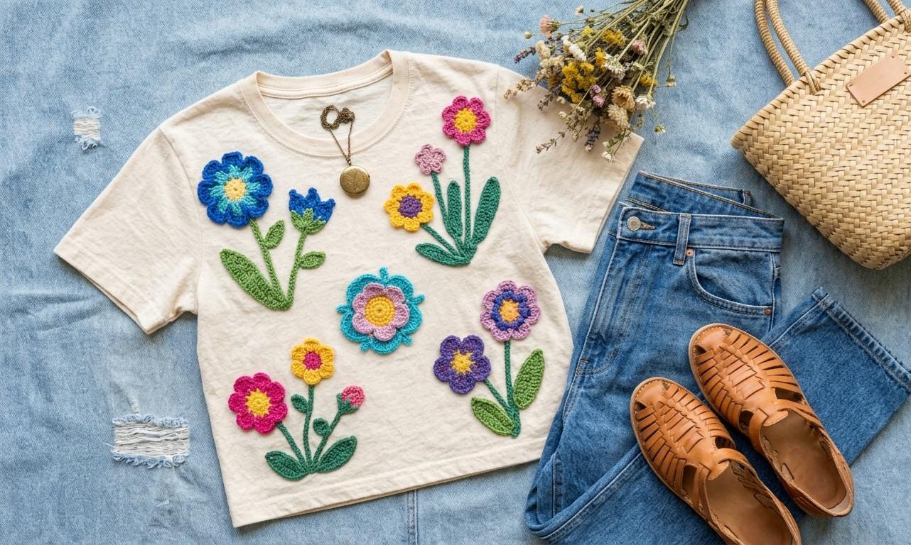 39 Crochet Women’s Tops: Tanks, Vests, Tees, and Blouses 37 Crochet Flower Applique