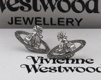 Boxed Silver VW Saturn Earrings,CZ Saturn Stud