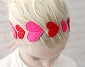 Headband with Red and Pink Hearts