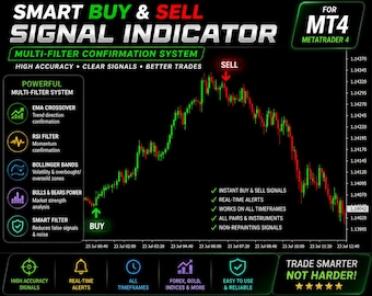 Multi-Filter Buy Sell Signals MT4 Indicator | EMA RSI Bollinger Bands & Market Strength