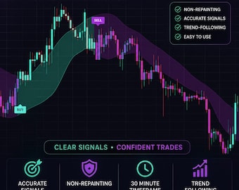 Non-Repainting Trading Indicator | Accurate Buy Sell Signals, Trend Following (30 Min Timeframe)